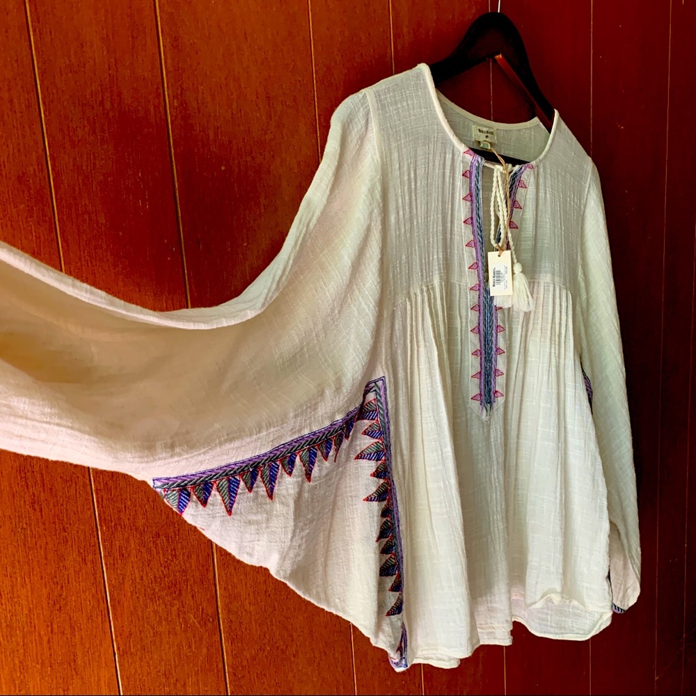 Boho Festival Fall Spring Woman’s Top 3/4 Sleeves World Market One Size